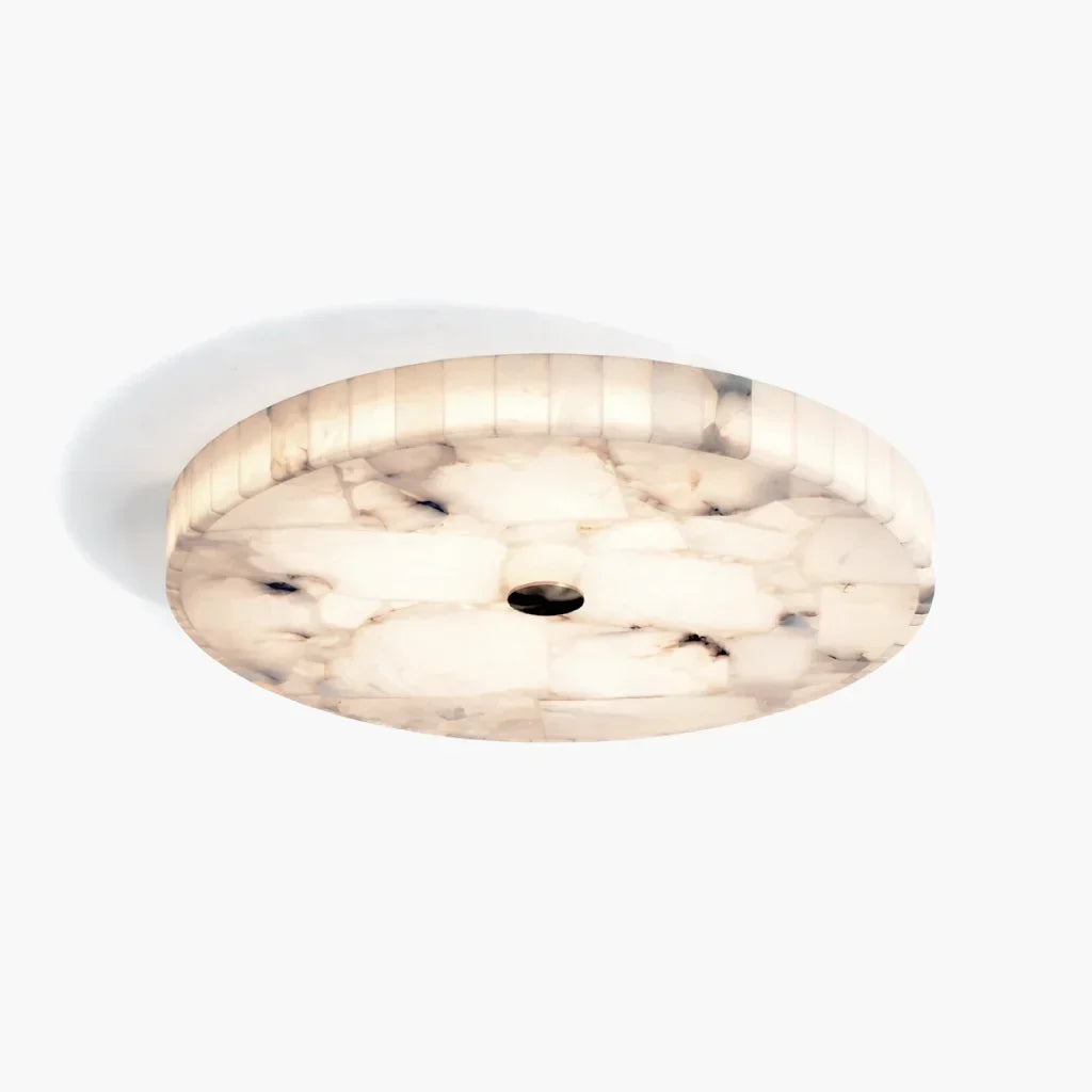 Velo alabaster flush mount ceiling light with a slim round profile