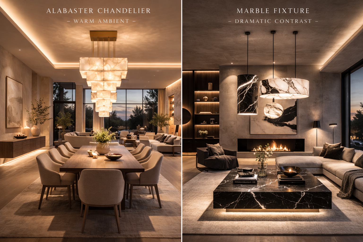 Alabaster vs Marble Lighting: The Complete Guide to Alabaster Chandeliers, Marble Light Fixtures & Luxury Natural Stone Lighting