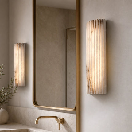 Aurel Ribbed Alabaster Wall Sconce