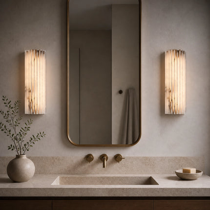 Aurel Ribbed Alabaster Wall Sconce