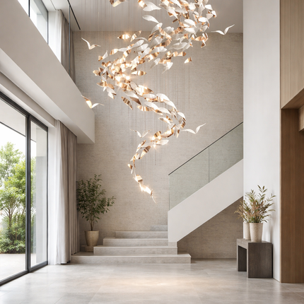 Aveline Feather Spiral Chandelier