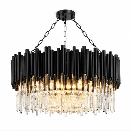Obsidian Black Crystal Rod Chandelier