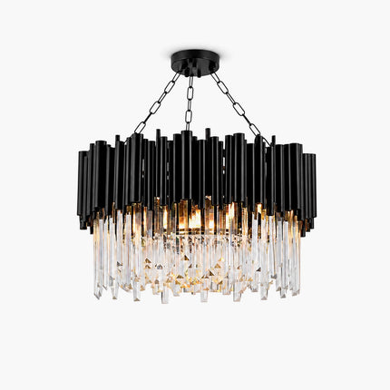 Obsidian Black Crystal Rod Chandelier