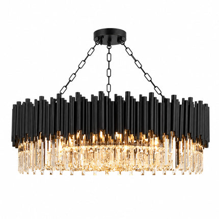 Obsidian Black Crystal Rod Chandelier