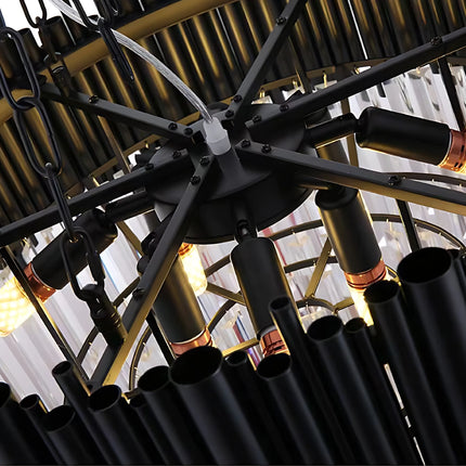 Obsidian Black Crystal Rod Chandelier