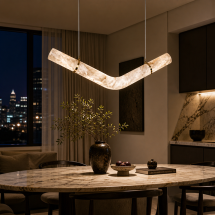 V-Curve Alabaster Pendant Light