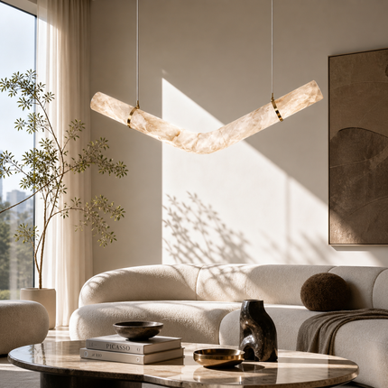 V-Curve Alabaster Pendant Light