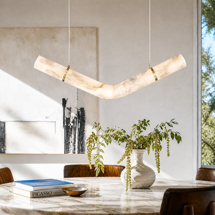 V-Curve Alabaster Pendant Light