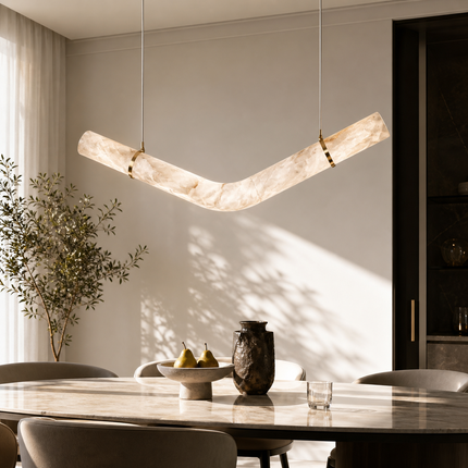 V-Curve Alabaster Pendant Light