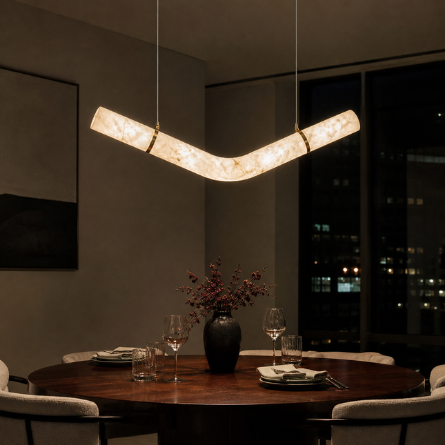 V-Curve Alabaster Pendant Light