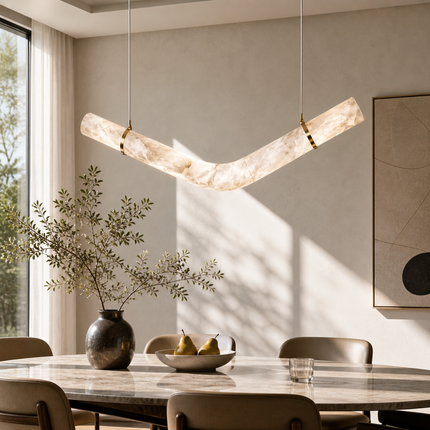 V-Curve Alabaster Pendant Light