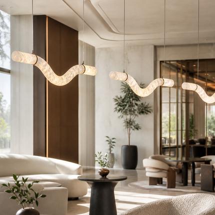W-Curve Alabaster Pendant Light