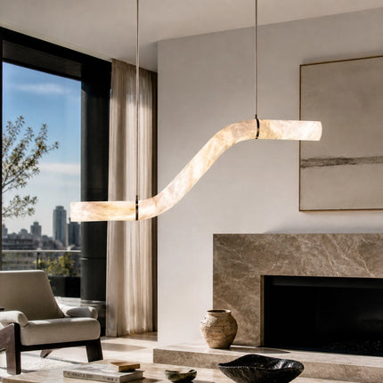 Z-Curve Alabaster Pendant Light