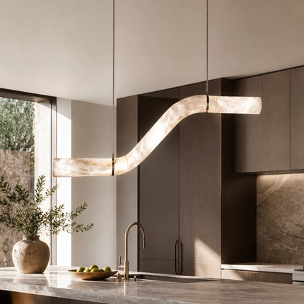 Z-Curve Alabaster Pendant Light