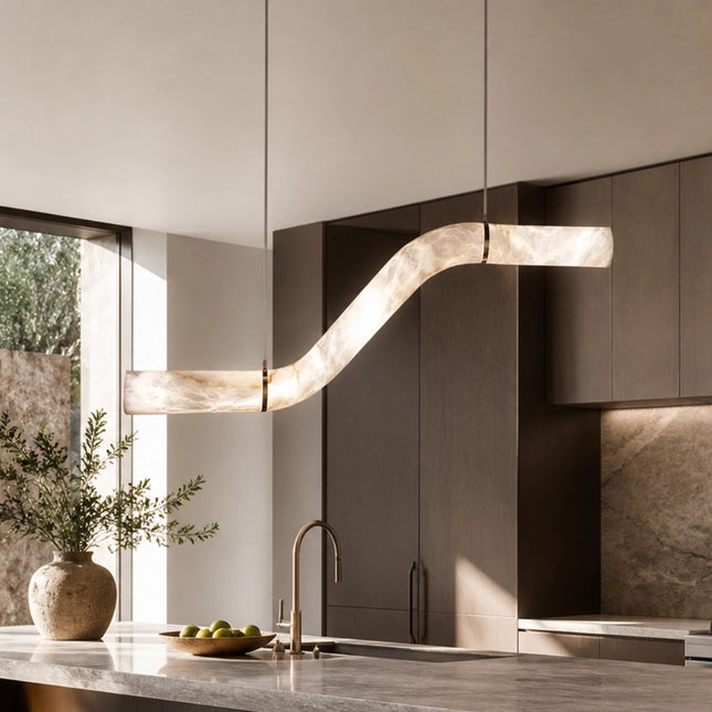 Z-Curve Alabaster Pendant Light