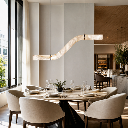 Z-Curve Alabaster Pendant Light