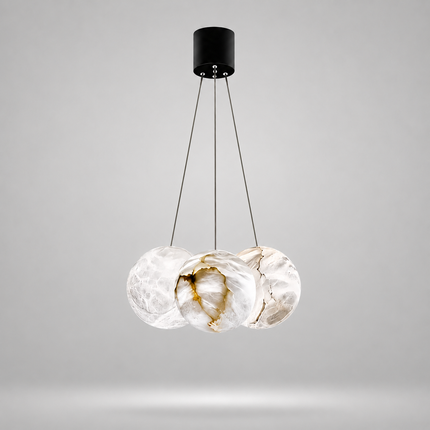 Avelune 3-globe bubble alabaster chandelier with 4.7-inch stone spheres