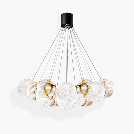 Avelune Bubble Alabaster Chandelier with clustered alabaster globes on a white background