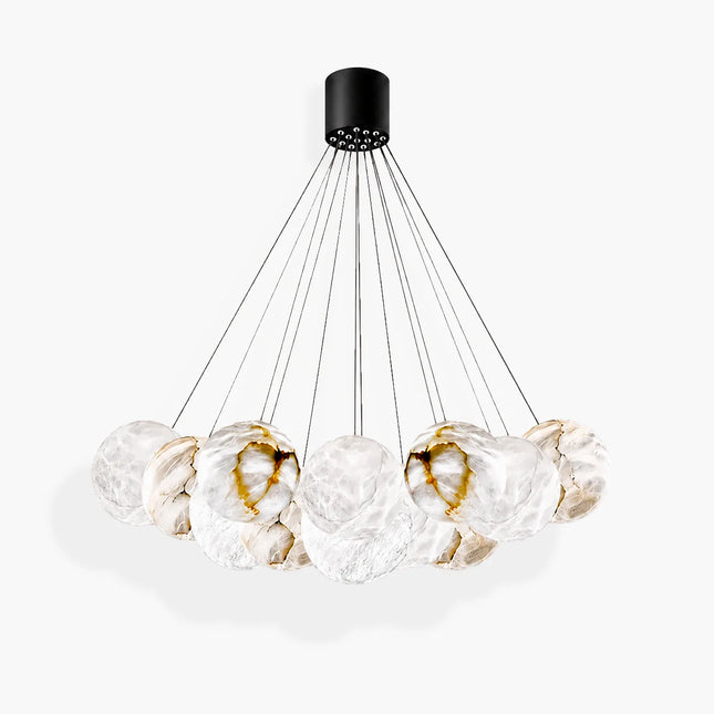 Avelune Bubble Alabaster Chandelier with clustered alabaster globes on a white background